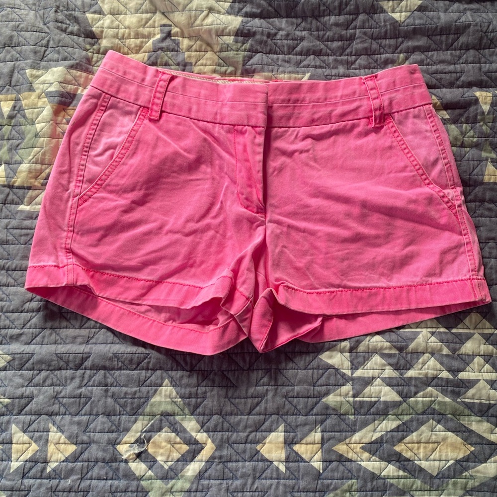 J. Crew Womens Bright Neon Pink Chino Cotton Shorts Size 4